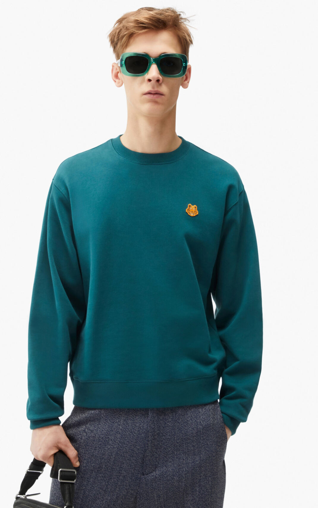 Sweatshirt Kenzo Tiger Crest Masculino - Azuis | 582FKIOPW